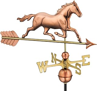 Good Directions Polished Copper Trotting Horse Weathervane – Decorative Rooftop Accent for Barns, Homes, Sheds, and Cupolas – Durable & Handcrafted