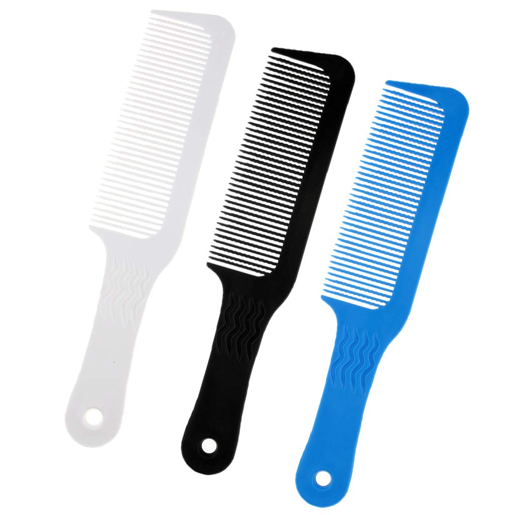 3pcs Black/Blue/White Plastic Barber Cutting Clipper Combs Set Anti Static Salon Flat Top Detangling Combs