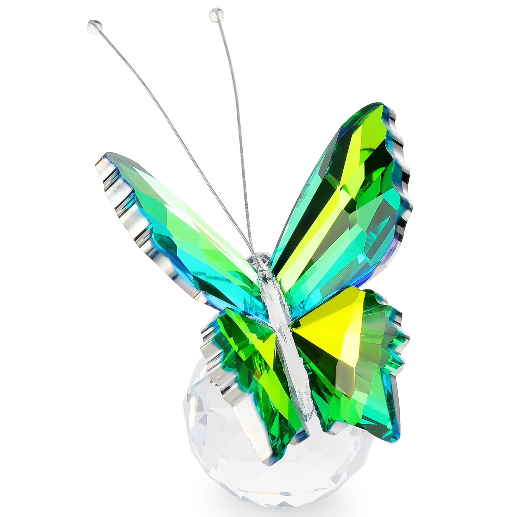 Figurine papillon en cristal vert YWHL avec base pour déco de table