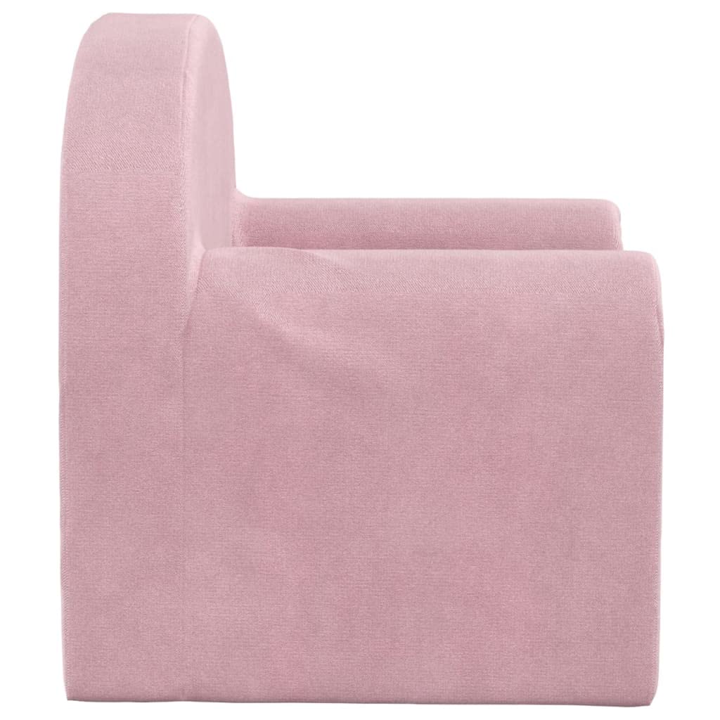 Sofa dziecięca różowa pluszowa miękka tapicerka ze zdejmowaną poszewką 52 x 34 x 40 cm, do pokoju dziecięcego, wygodna do zabawy i relaksu