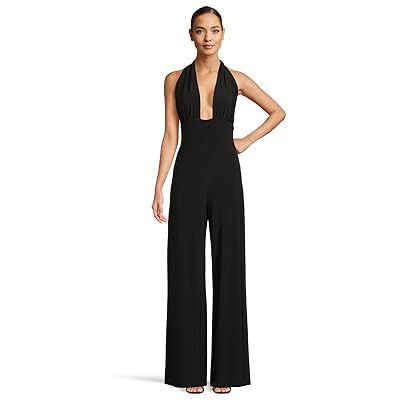 Norma Kamali Cross Halter Straight Leg Jumpsuit Women
