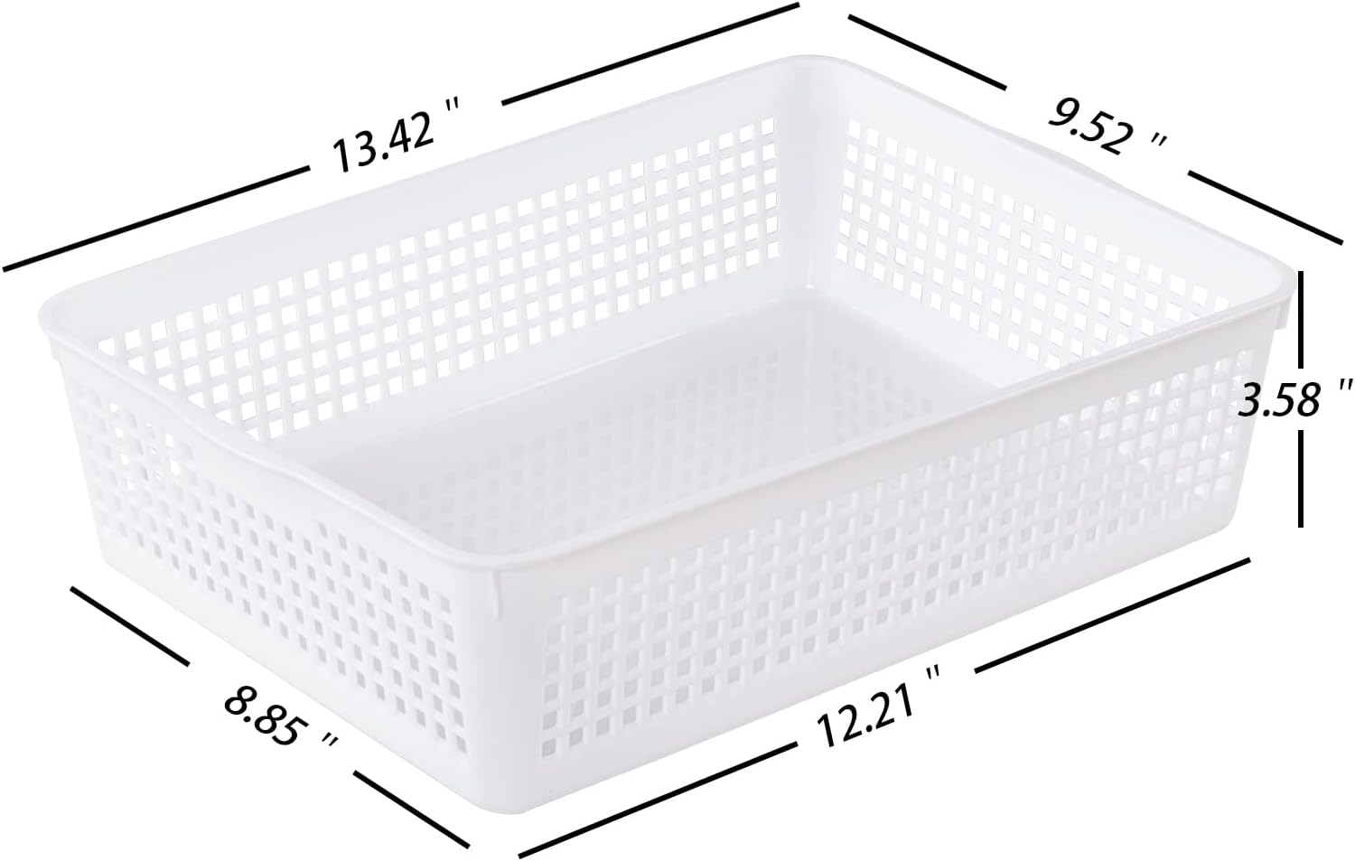 6 Pack A4 Paper Size Plastic Storage Baskets, White File Organizer Basket Tray