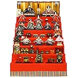 雛人形 都・みやこ 十五人七段飾りセット お名前旗付 鶯色地に多彩な吉祥模様の衣裳の五人囃子 平安大新 ひな人形 hd12055