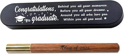 TGCNQ Class of 2026 Graduation Gift, Black Wooden Gel Pen, Inspirational Graduation Gift for Him Her, College High School Grad Keepsake