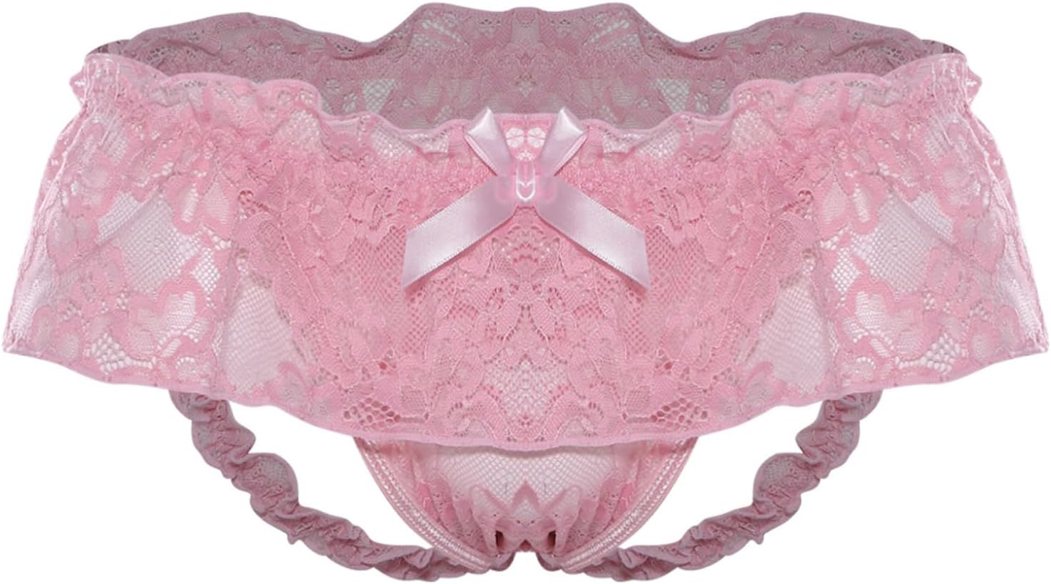 Oyolan Adult Sissy Lace Panties for Men Low Waist Tiered Ruffled Panties Bikini Briefs Girly Briefs