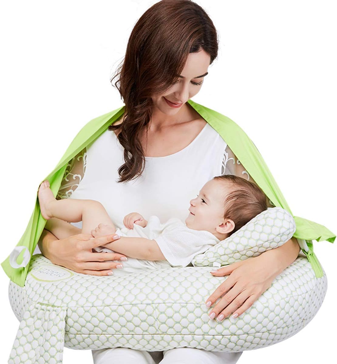 Nursing Pillow Deluxe + Premium Breastfeeding Positioner and Baby Nest with Firm and Ergonomic Support, with Removable and Washable Cover, Baby Shower Gift