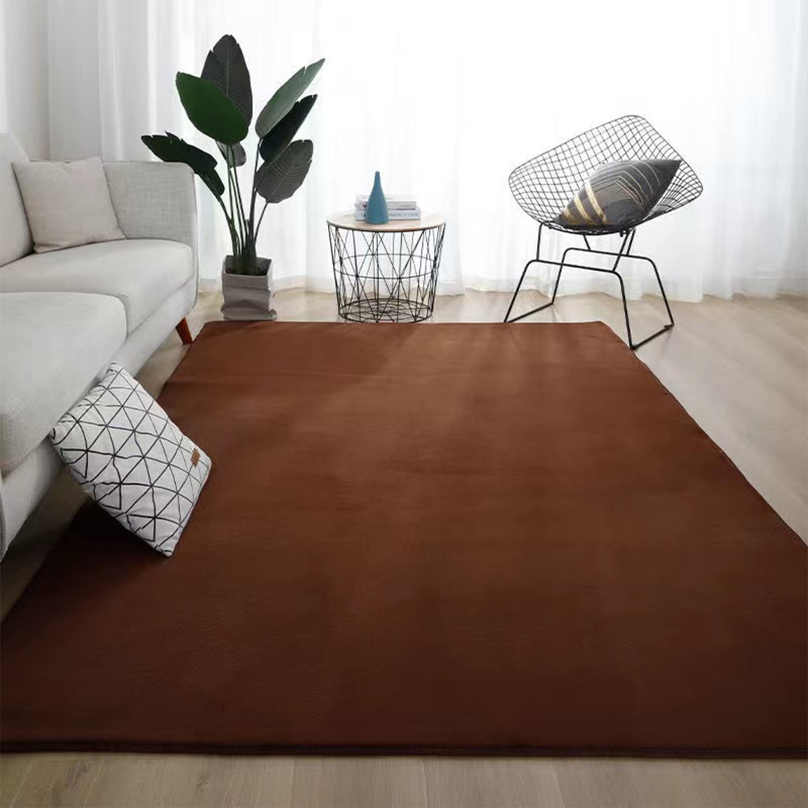 Grand tapis en polaire corail 200x400 cm pour salon et chambre