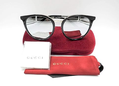 GUCCI GG0204SK - 006 Sunglasses Black Silver Frame W/Grey