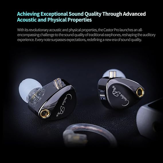 KZ Castor Pro Tunable in Ear Monitor, HiFi Improved Bass in Ear Headphone, Dual-Dynamic Driver Gaming Earbuds, IEM Earphones with 2PIN-C Detachable Cable