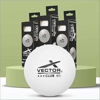 Vector X Club 3 Star Premium ABS Plastic Table Tennis Balls Pack of 9 Pcs.| High Performance TT Balls for Professional Matches and Training | Ideal for Adults & Kids (White) - 3 Box