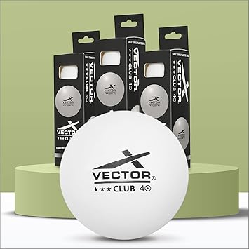 Vector X Club 3 Star Premium ABS Plastic Table Tennis Balls Pack of 9 Pcs.| High Performance TT Balls for Professional Matches and Training | Ideal for Adults & Kids (White) - 3 Box