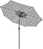 Vista 14 de Blissun Sombrilla solar de 9 pies, sombrilla de patio con 32 luces LED, sombrilla de mercado de mesa, sombrilla al aire libre para jardín, terraza