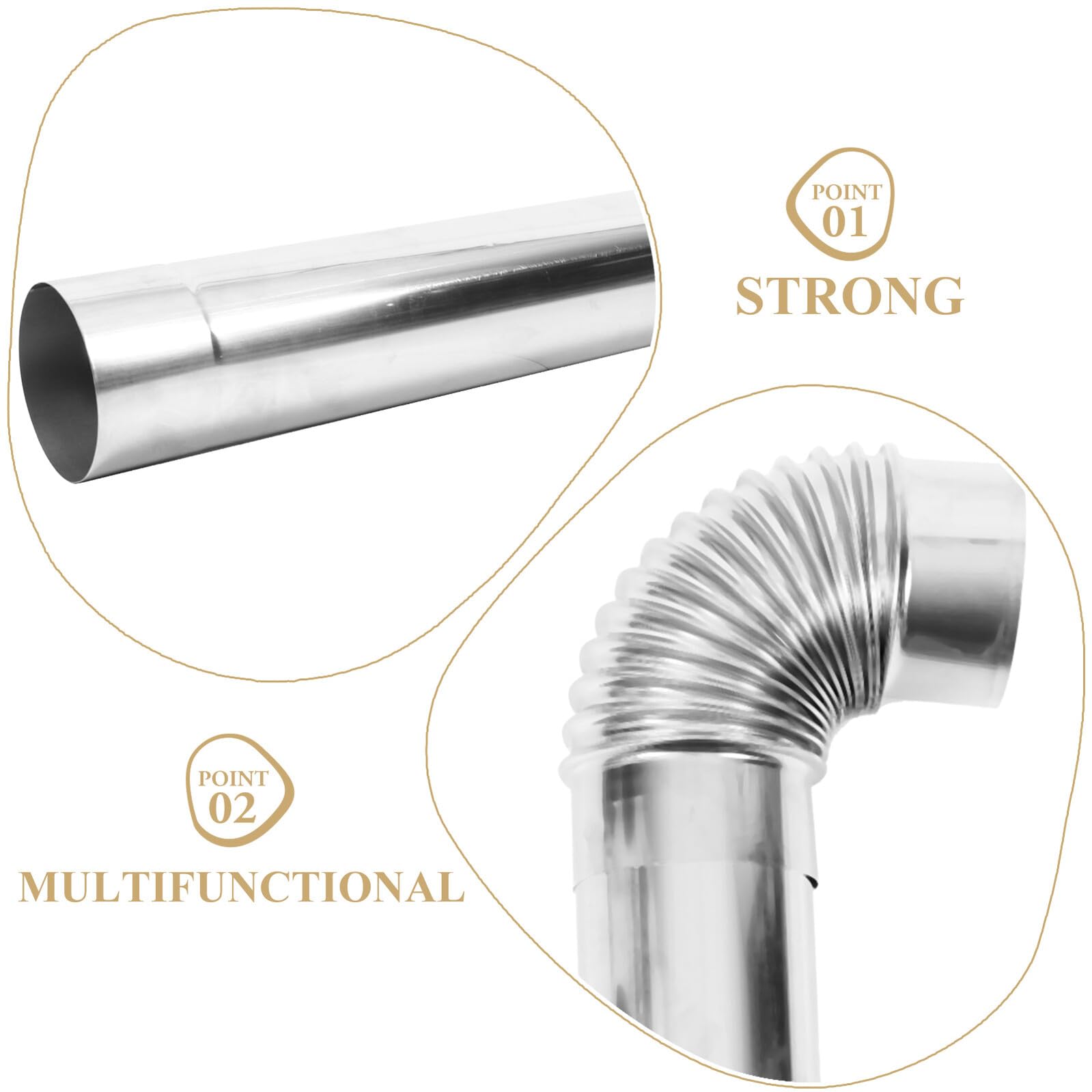Accessori per Tubo Fumaria in Acciaio Inox Argento | Stufa e Stufa a Legna, Uso in Fabbrica e Canne Fumarie Industriali, Montaggio Semplice