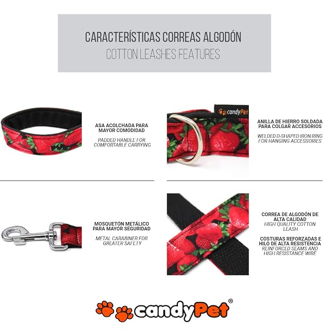 Foto 3 de 4 de candyPet - Correa para Perros - 120 cm de algodón con Asa acolchada de Softshell, Peacock