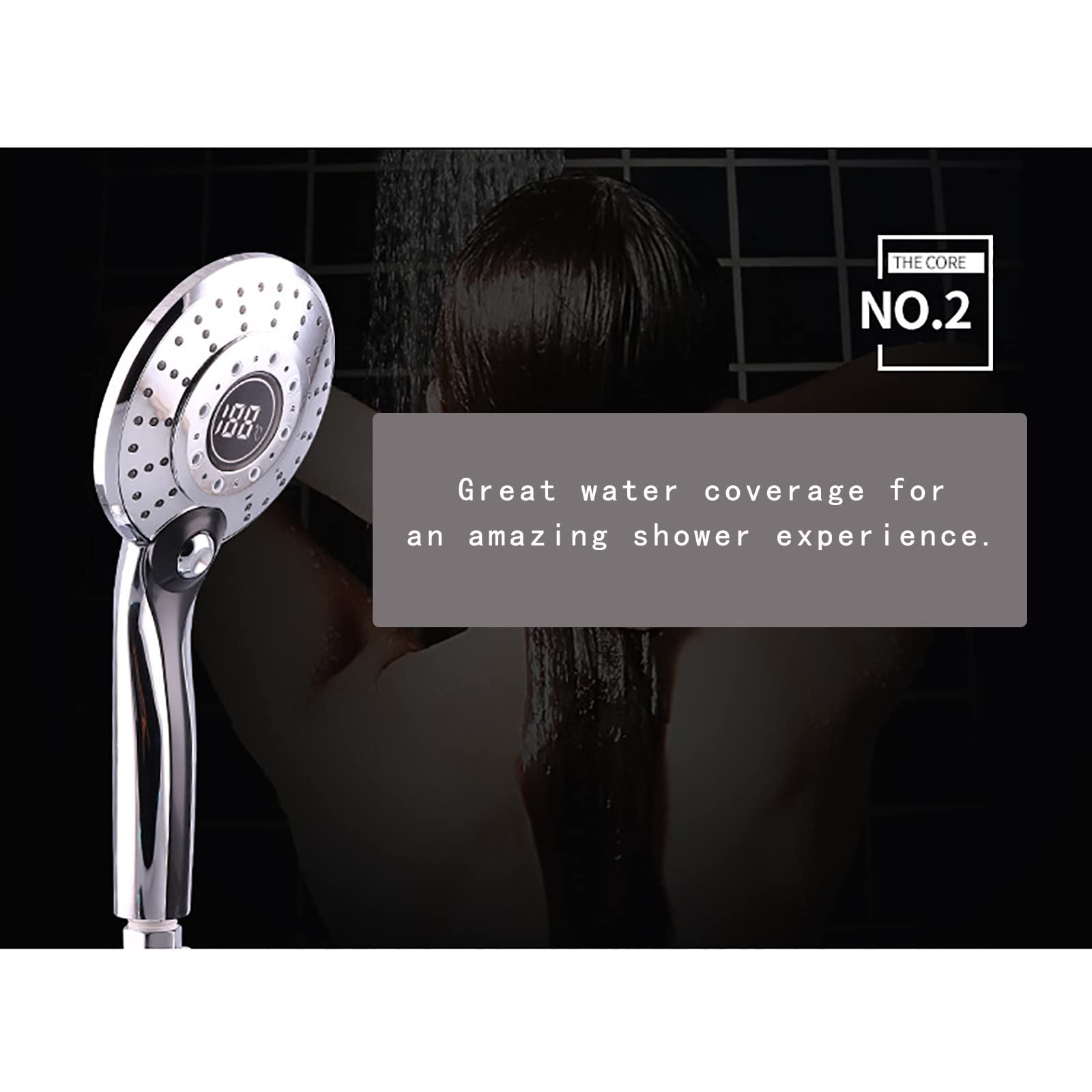 Alcachofa Ducha LED con Pantalla de Temperatura Digital, 3 Modos Alta Presión Antical Alcachofa de Ducha de Mano, ABS Cromo Universal Ahorro de Agua Duchas de Baño Alcachofa, Fácil de Instalación