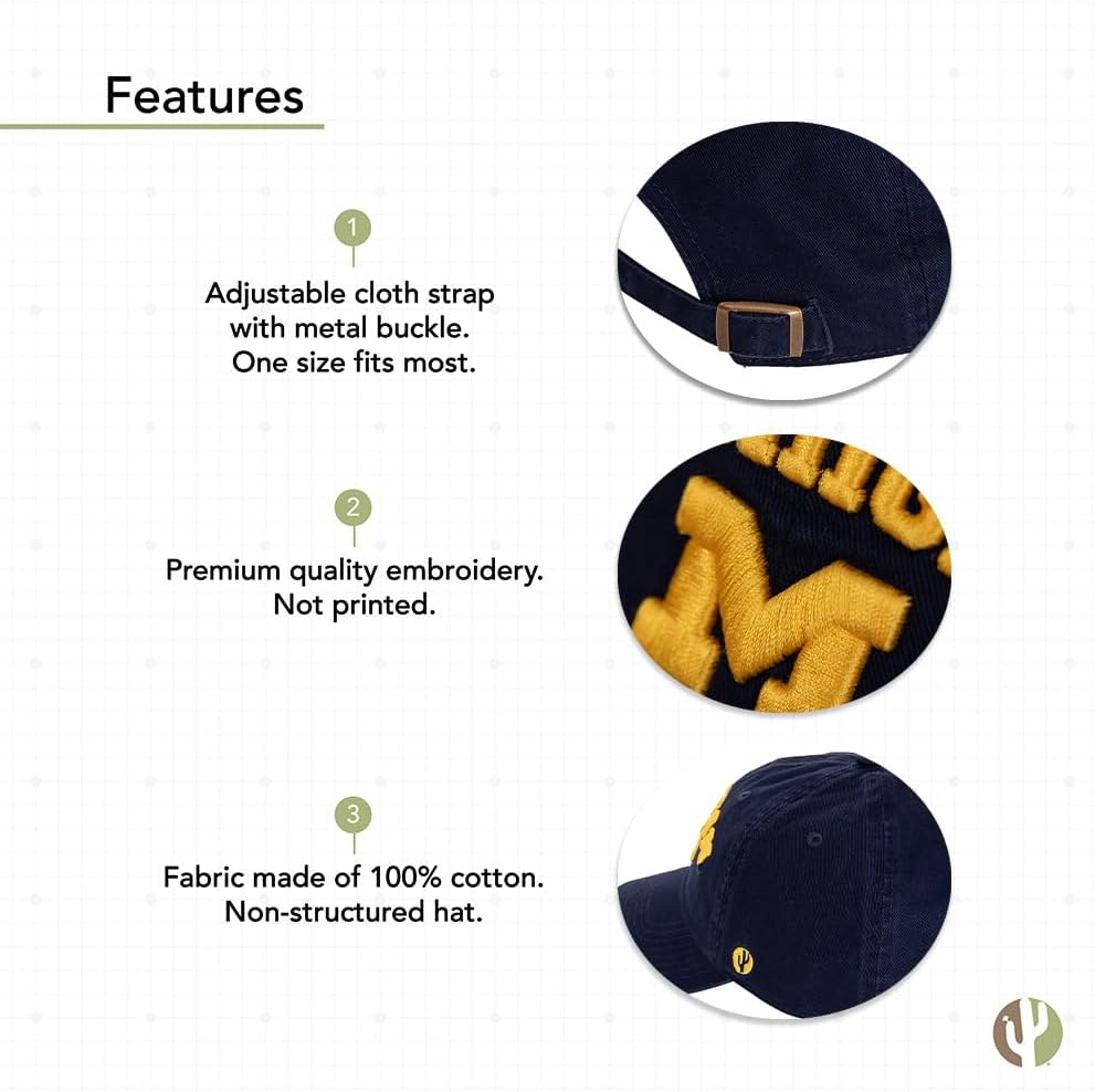 Desert Cactus University of Michigan Baseball Hat UM Wolverines Brimmed Embroidered Cap Adjustable Cloth Strap Adult Type B - Image 4