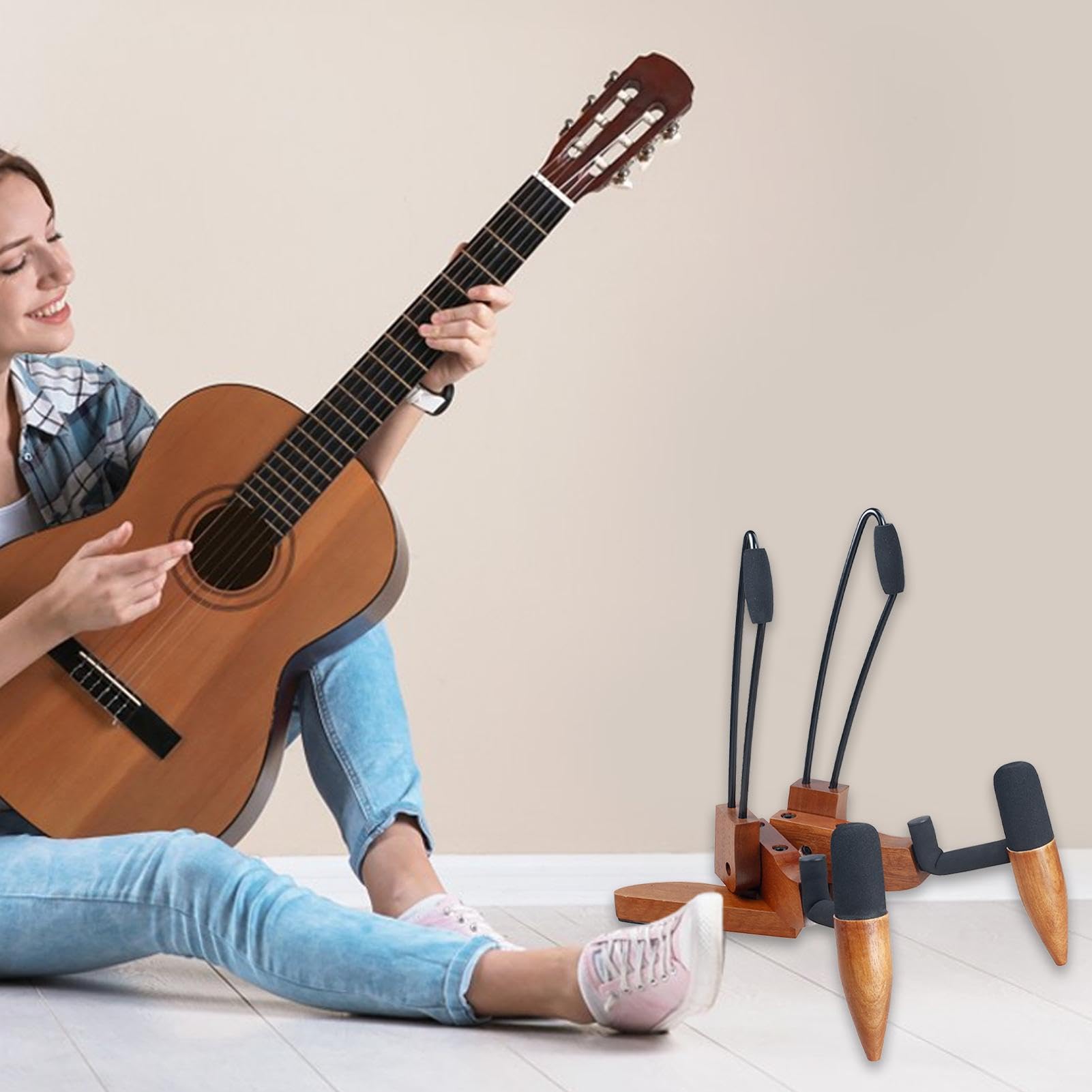 Wandhalterungen für Gitarren, Faltbarer stabiler Gitarrenaufhänger | Gitarrenzubehör, Gitarrenwandaufhänger, schützende Schaumstoff-Pads für Folk-Gitarre, Konzertgitarre