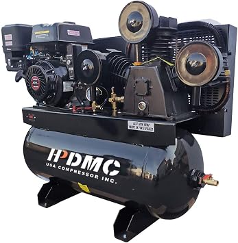 13HP Gas Powered Air Compressor with Electric Start, 35CFM Gasoline Driven Piston Pump, 125PSI Max Pressure, 30 Gal ASME Tank for Workshop, Construction Sites, Machinery