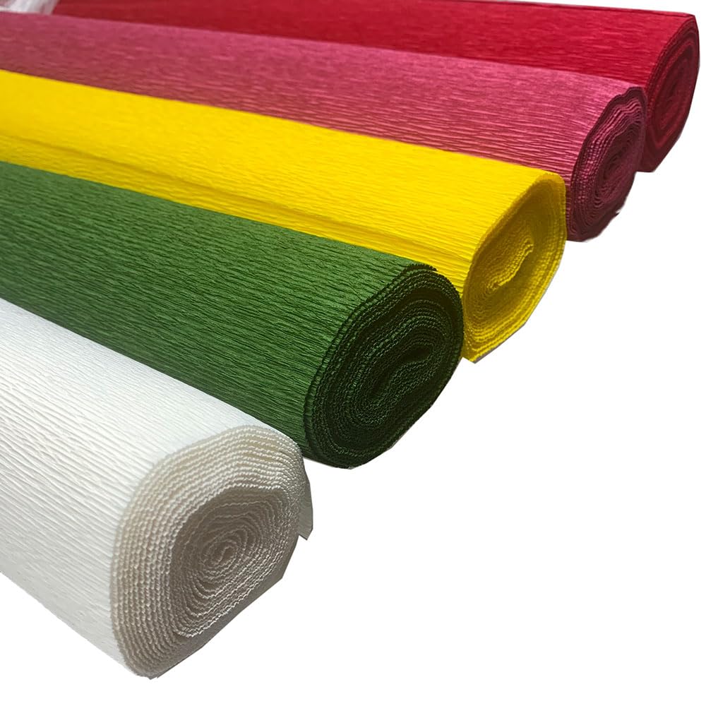 Floristrywarehouse Assorted Italian Crepe Paper Summer Bloom Colour Mix Pack 5 X 180G Rolls