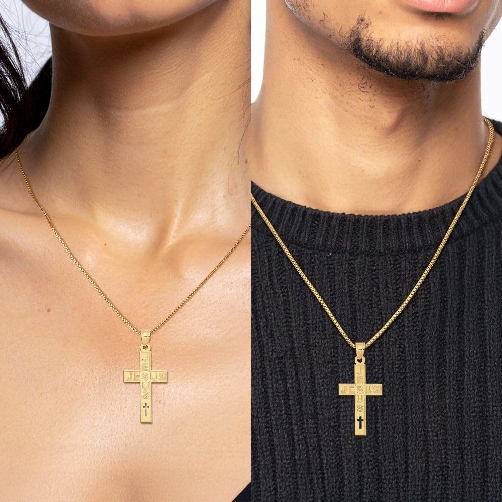 IceCarats 14K Solid Yellow Gold Extra Large Jesus Cross Pendant Necklace 39.25mm 1 1/2 inch Polished, Matte, Latin For Her For Him