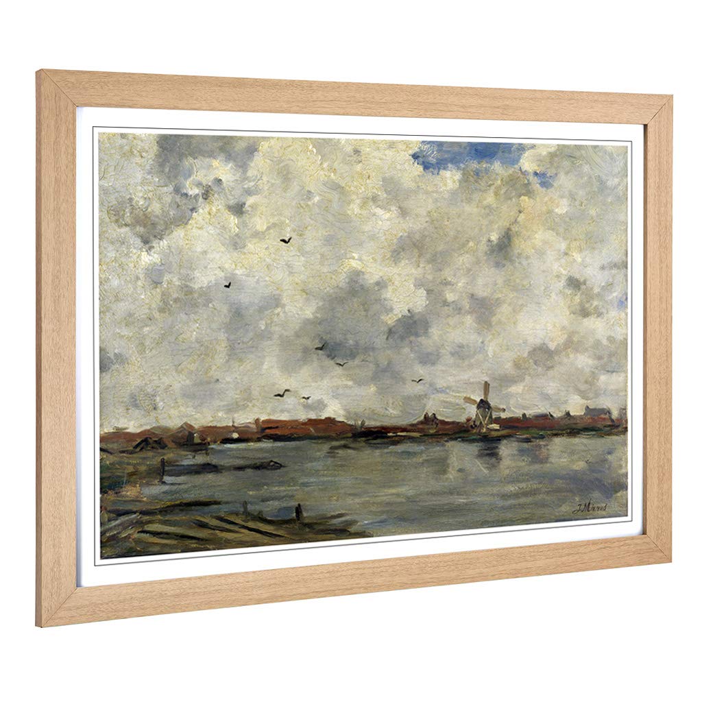 Big Box Art Framed Print of Jacob Maris Windmill and House Design | Wall Art Picture | Home Decor for Kitchen, Living, Dining Room, Bedroom, Hallway, Office, Oak, A2 / 24.5x18 Inch / 62x45cm