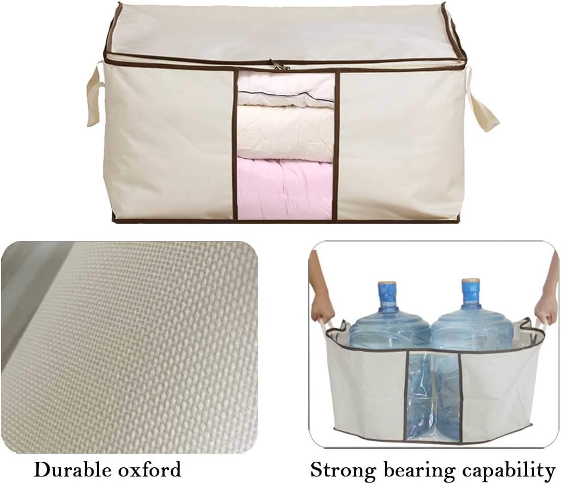 MISSLO Jumbo Zippered Storage Bags for Closet King Comforter, Clothes, Blanket Organizers Heavy Fabric Space Saver