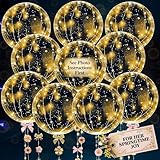 10 Pcs LED Balloons Light Up Balloons for Parties – Clear 18" Balloon with Gold String Lights & Individual Switch – Light Up Easter Decorations for Indoor & Outdoor Events, Batteries Not Included