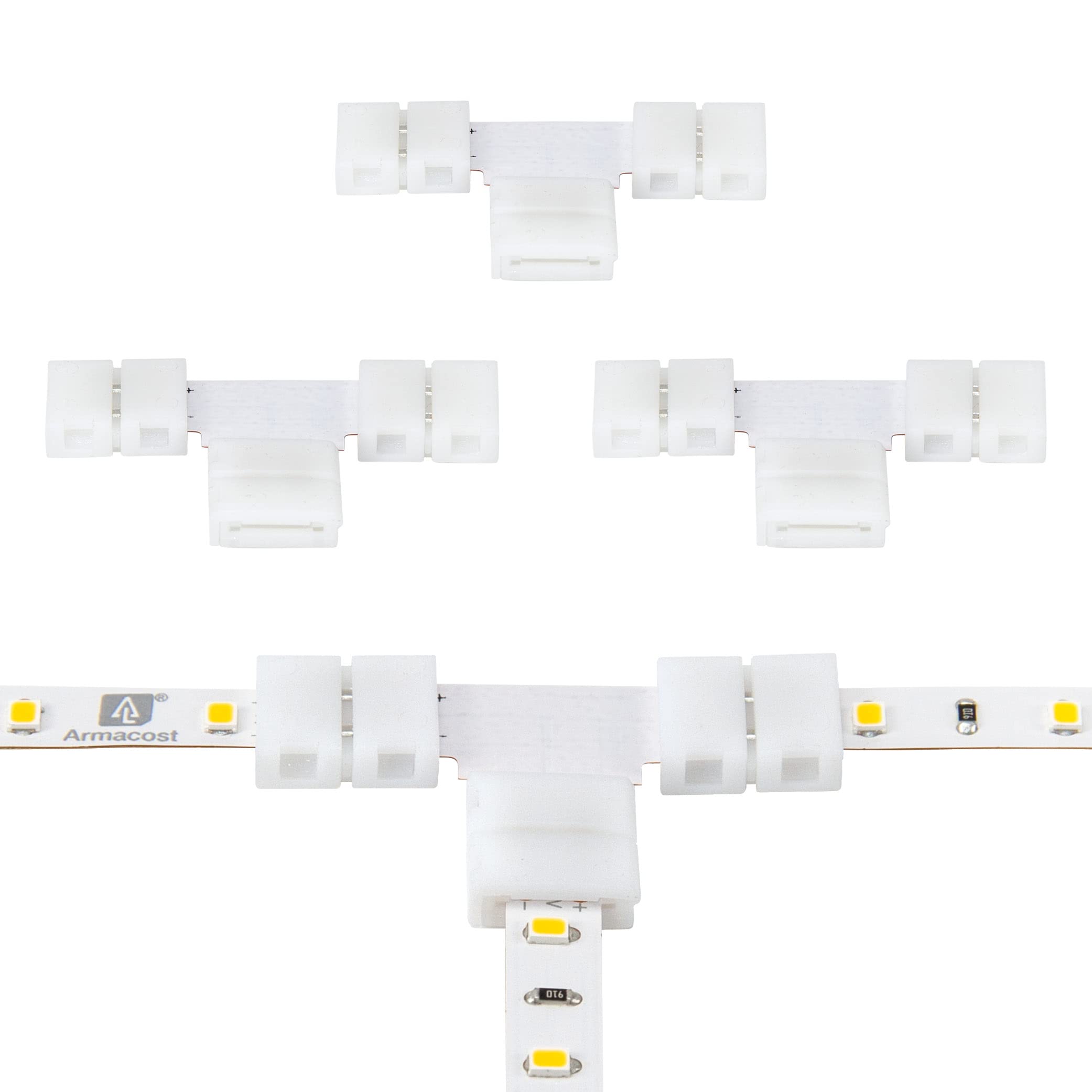 Armacost Lighting SureLock Pro 2 Pin LED Strip Light Tape to Tape T Connectors (4 Pack) 560050