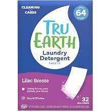 Tru Earth Eco-Strips Laundry Detergent Strips - 32 Loads - Eco-Friendly, Biodegradable Packaging, Ultra-Concentrated, Pre-Measured Strips, Easy Storage - For Machine & Hand Washing - Lilac Breeze, 3g