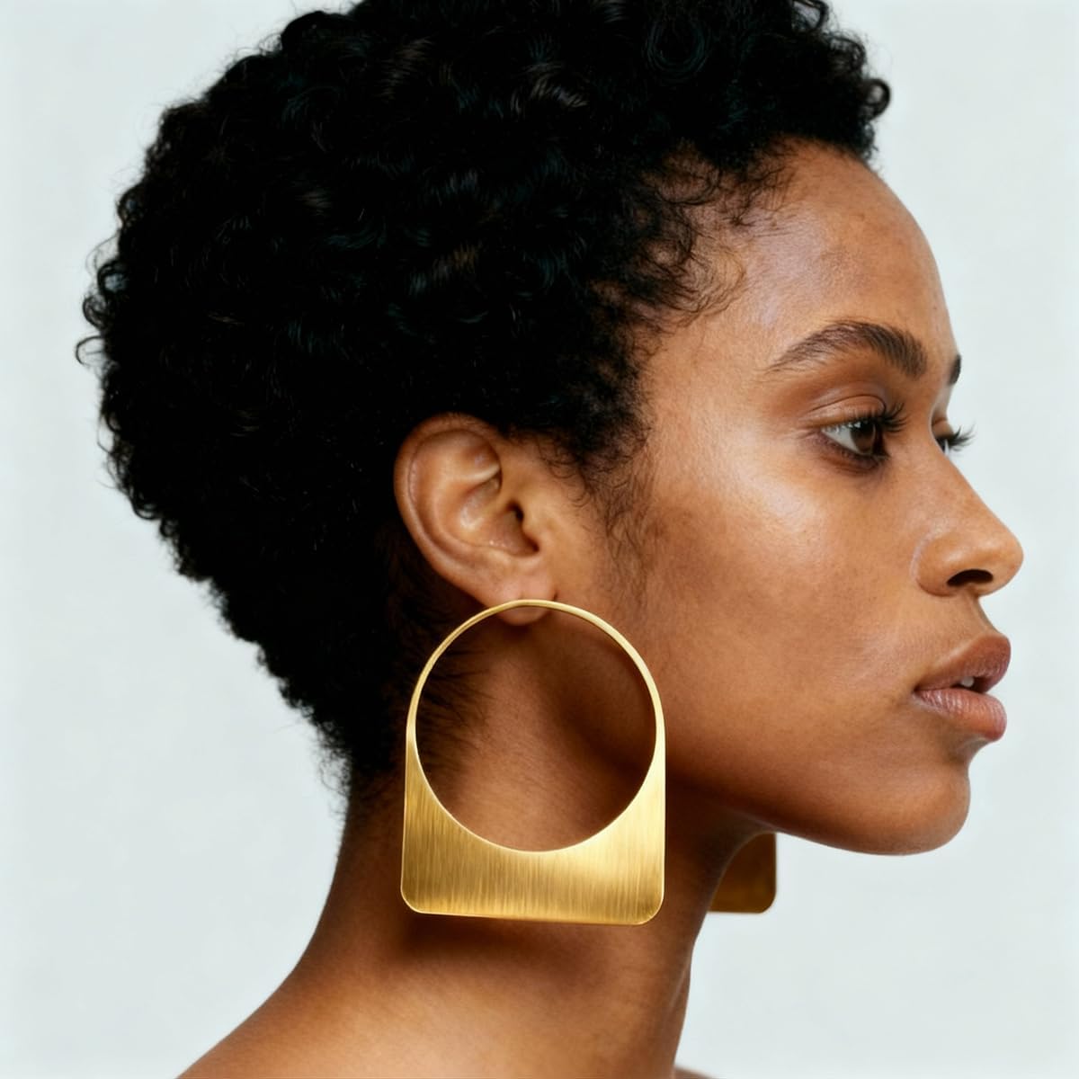 Large Earrings for Women Statement, Chunky Hoop 14k Gold Plated Big Geometric Hollow Brushed Metal Drop Dangle Studs Stainless Steel Jewelry for Womens Gift Christmas - Image 2
