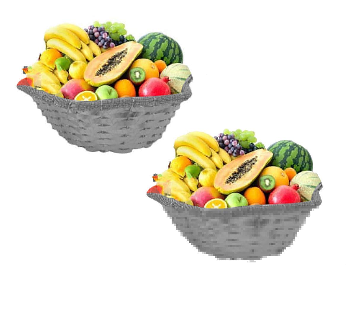 Iyaan Fruit Basket Decorative Basket Cane Basket for Picnic and Travel Purpose Basket with Handle (Set of 2) Pack of 1