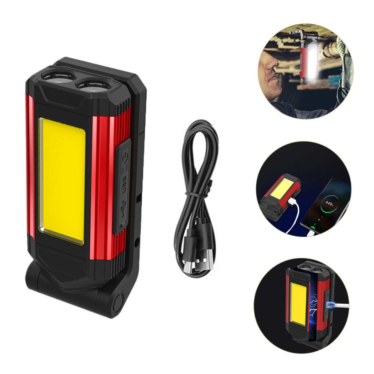 Luce di Ispezione LED Ricaricabile USB 2800 Mah con Fissaggio Magnetico