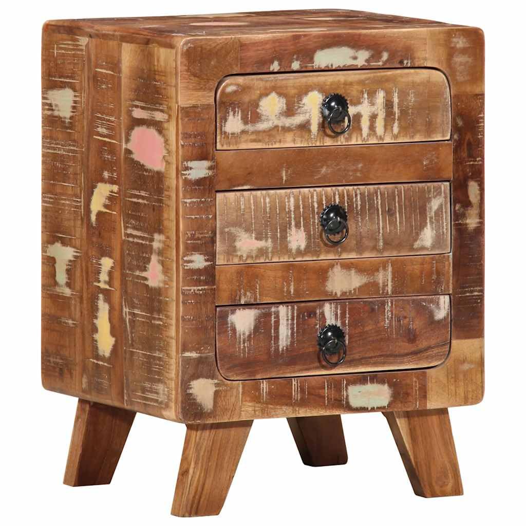 Table de chevet en bois de récupération massif 37x32x50 cm rustique