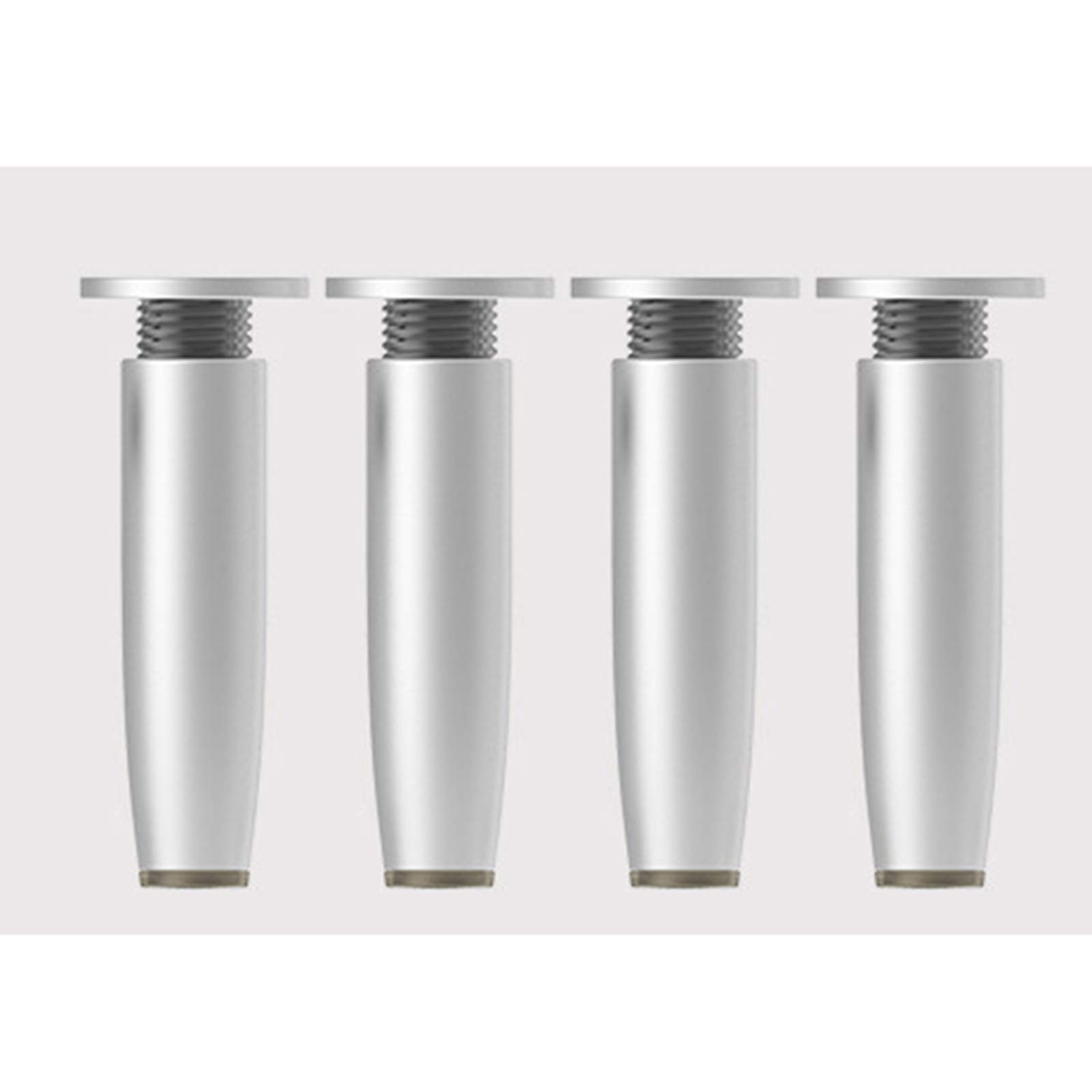 FCXURKOD Adjustable Alloy Furniture Legs - 15cm Silver Cylindrical Table Feet for Beds Chairs Sofas - Non-Slip Smooth Finish Support Legs for Various Styles