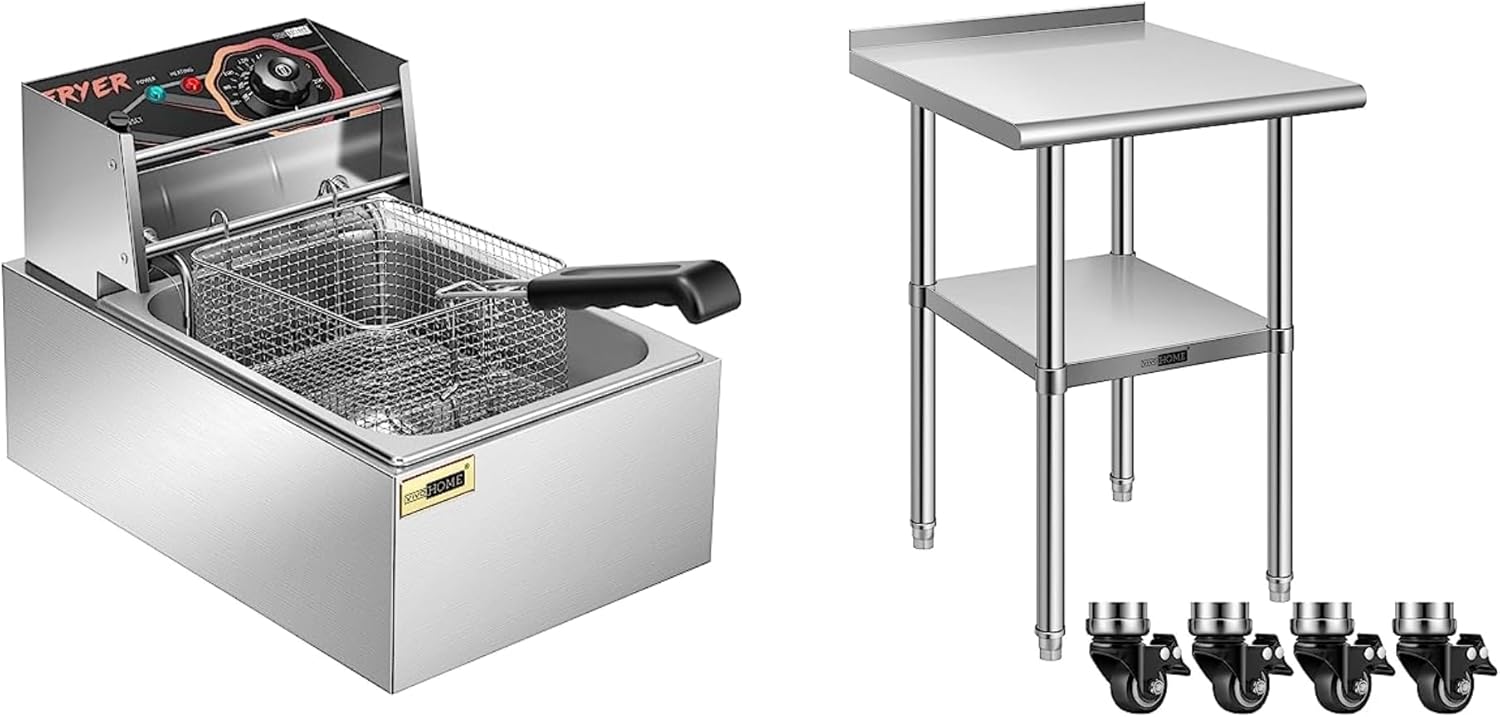 VIVOHOME 2500W 10.6 QT Electric Deep Fryer with 6.3 QT Removable Basket with