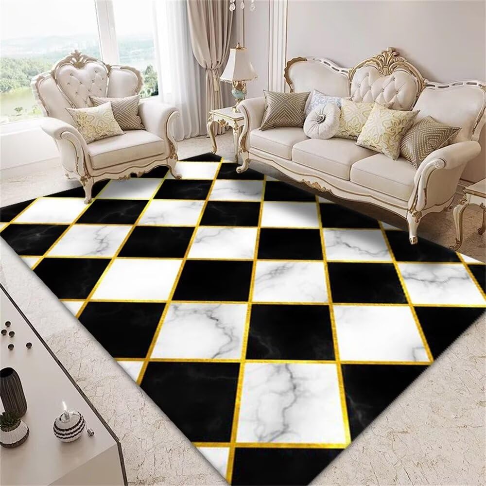 Tapis de salon noir et blanc grand tapis enfant meuble de cuisine extérieur