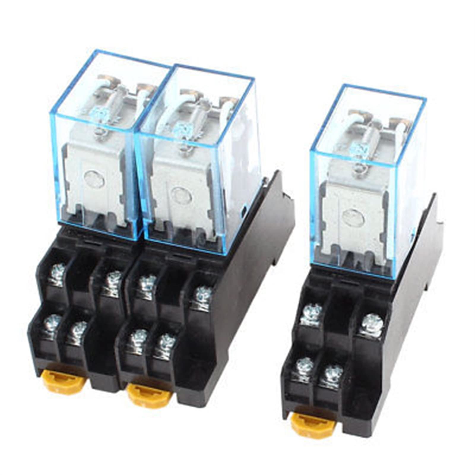 Accessoires électroniques 3 x DC 12V 5A Bobine 8Pin DPDT 35mm Rail DIN Relais de Puissance Electromagnétique + Prise