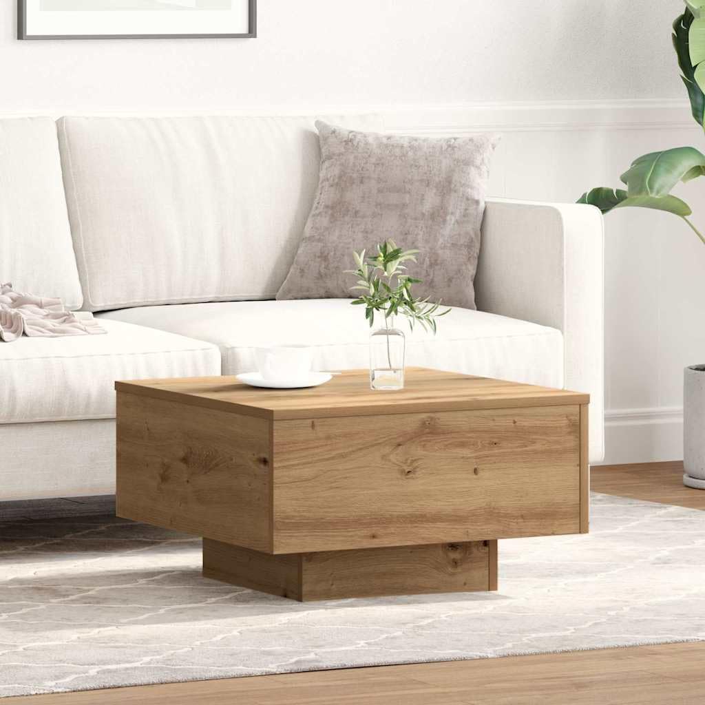 SXZenSpace Small Coffee Table 55 cm Square Engineered Wood Occasional in Artisan Oak, Modern Contemporary Side for Living Room Sofa Corner, 75 kg Max Load Compact Tea