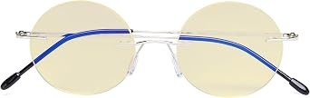 CessBlu Computer Reading Glasses Cut Blue Light Anti Glare Blocking UV Rays Eyeglasses for Men Women Rimless Round
