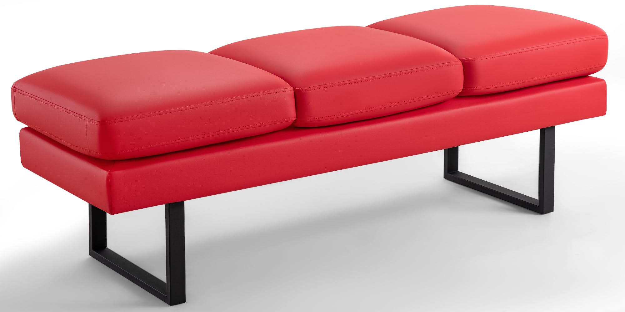 Furniwell Waiting Room Bench with 3 Seats,Faux Leather Reception Bench Upholstered Office Guest Chair Seating,Lobby Bench for Salon,Conference Room