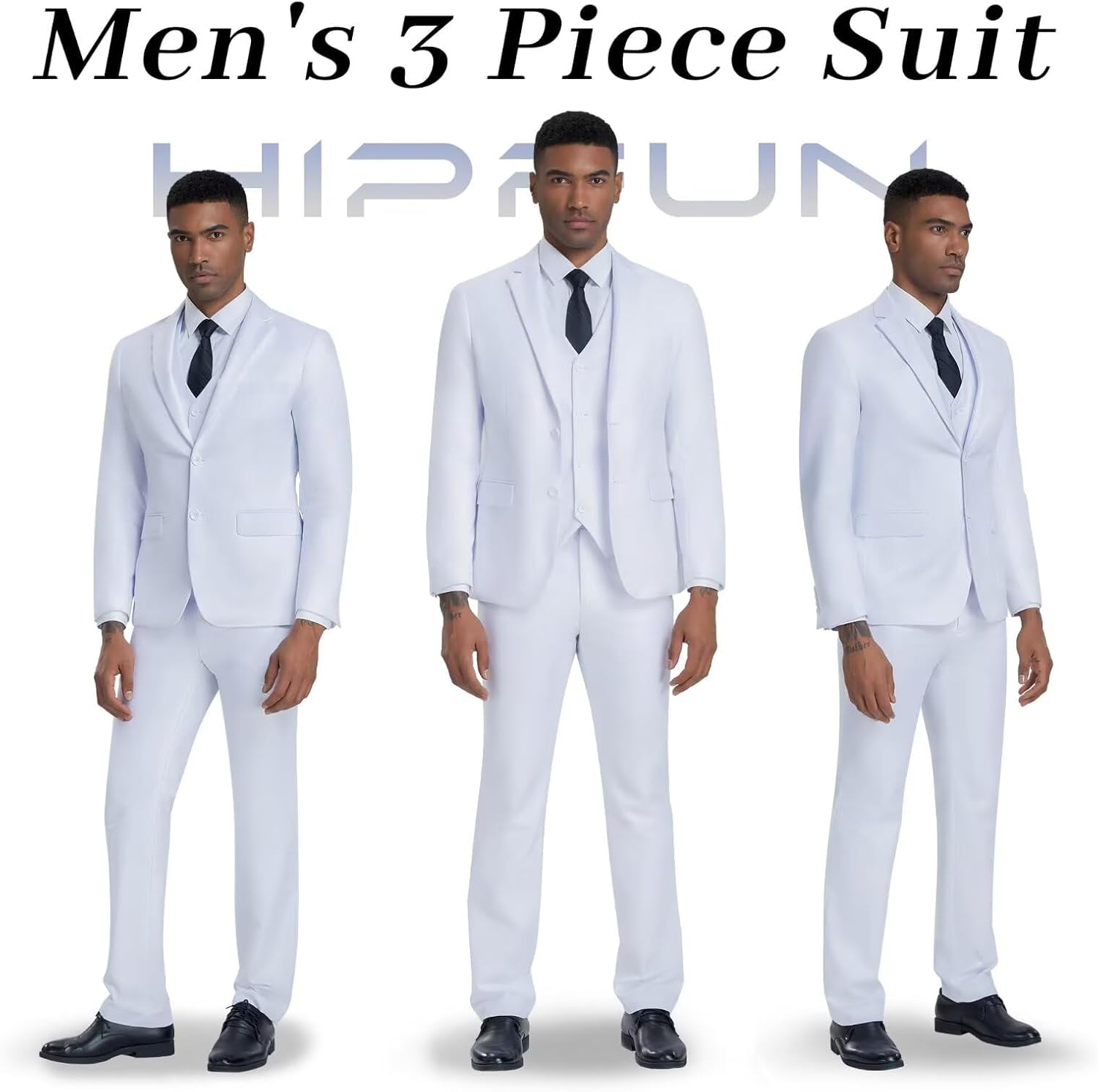 Men's 3 Piece Slim Fit Suit Set, Two Button Blazer Solid Suit Jacket Vest Pants Tuxedo Set for Wedding Prom