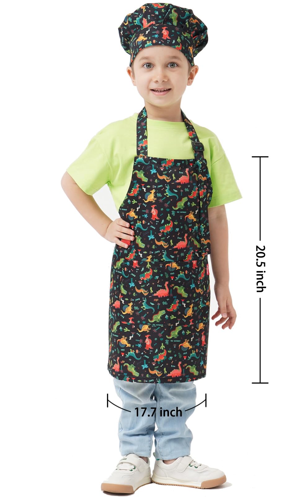 Kinderschürze und Kochmütze, Kochschürzen für Kinder, mit 2 Taschen, für Jungen, Mädchen, Kleinkinder, Malen, Backen