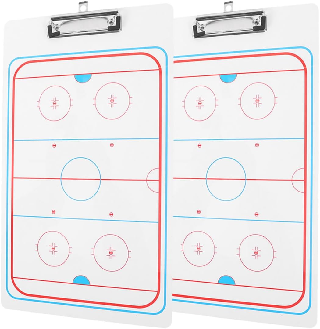 2pcs Ice Hockey Coaching Board 38x23cm Dry Erase Whiteboard for Match Strategy Planning with Marker Eraser, Magnetic Sports Accessory for Coaches and Referees