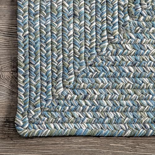 nuLOOM 4' x 6' Solid Hand Braided Indoor/Outdoor Area Rug, Pet-Friendly, High Traffic, Weather Resistant, for Patio, Balcony, Bedroom, Living Room, Dining Room, Wynn Aqua - Image 8