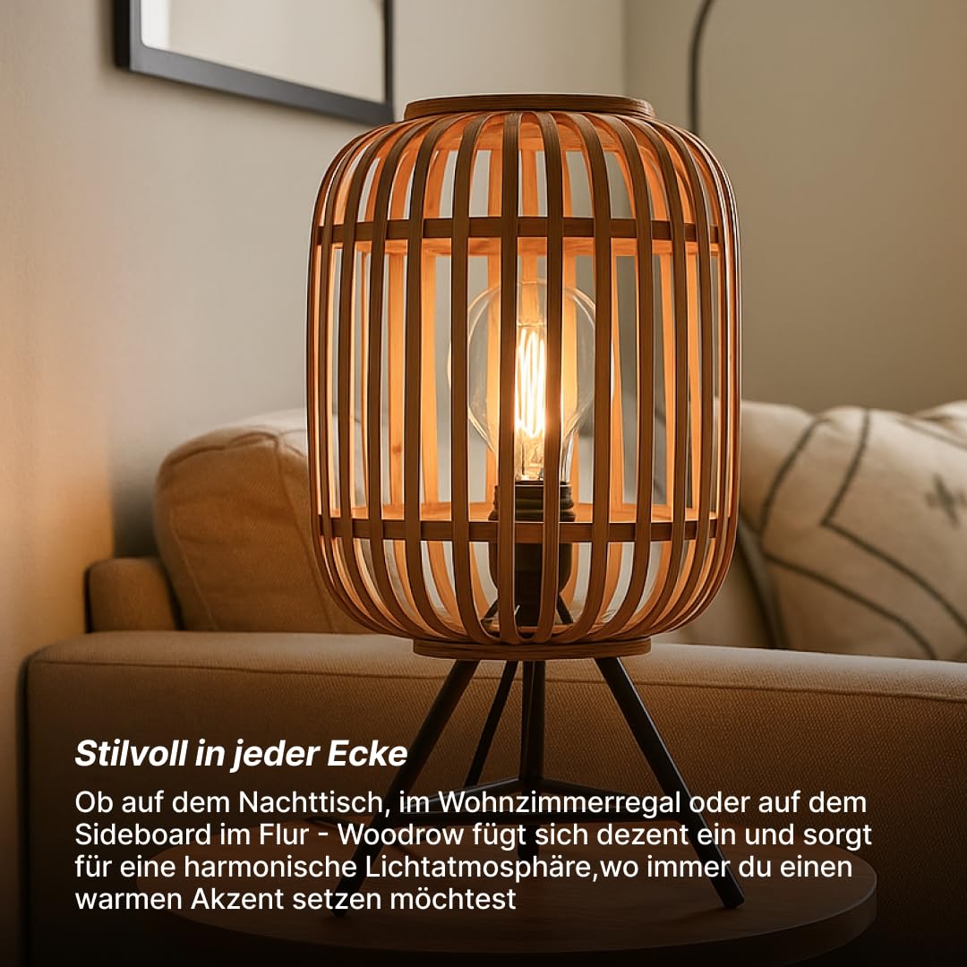 BRILLIANT Woodrow Tischleuchte hellbraun, E27, LED-geeignet