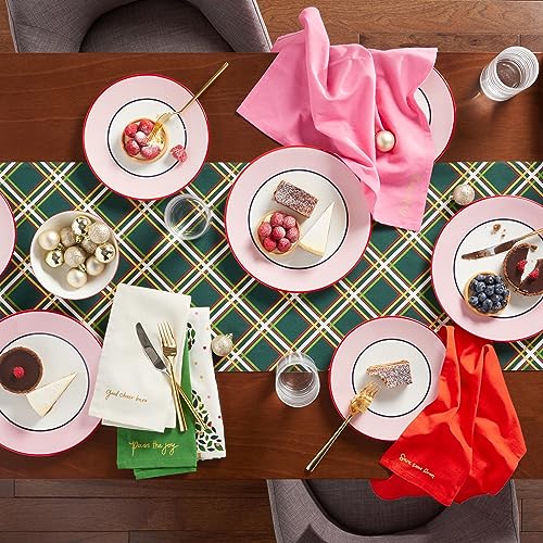 kate-spade-new-york-Holiday-Confetti-Acrobat-Plaid-Reversible-Holiday-Table-Runner-100-Cotton-with-Metallic-Print-Machine-Washable-CreamGreen-15×72 kate spade new york Holiday Confetti Acrobat Plaid Reversible Holiday Table Runner 100 Cotton with Metallic Print Machine Washable CreamGreen 15×72