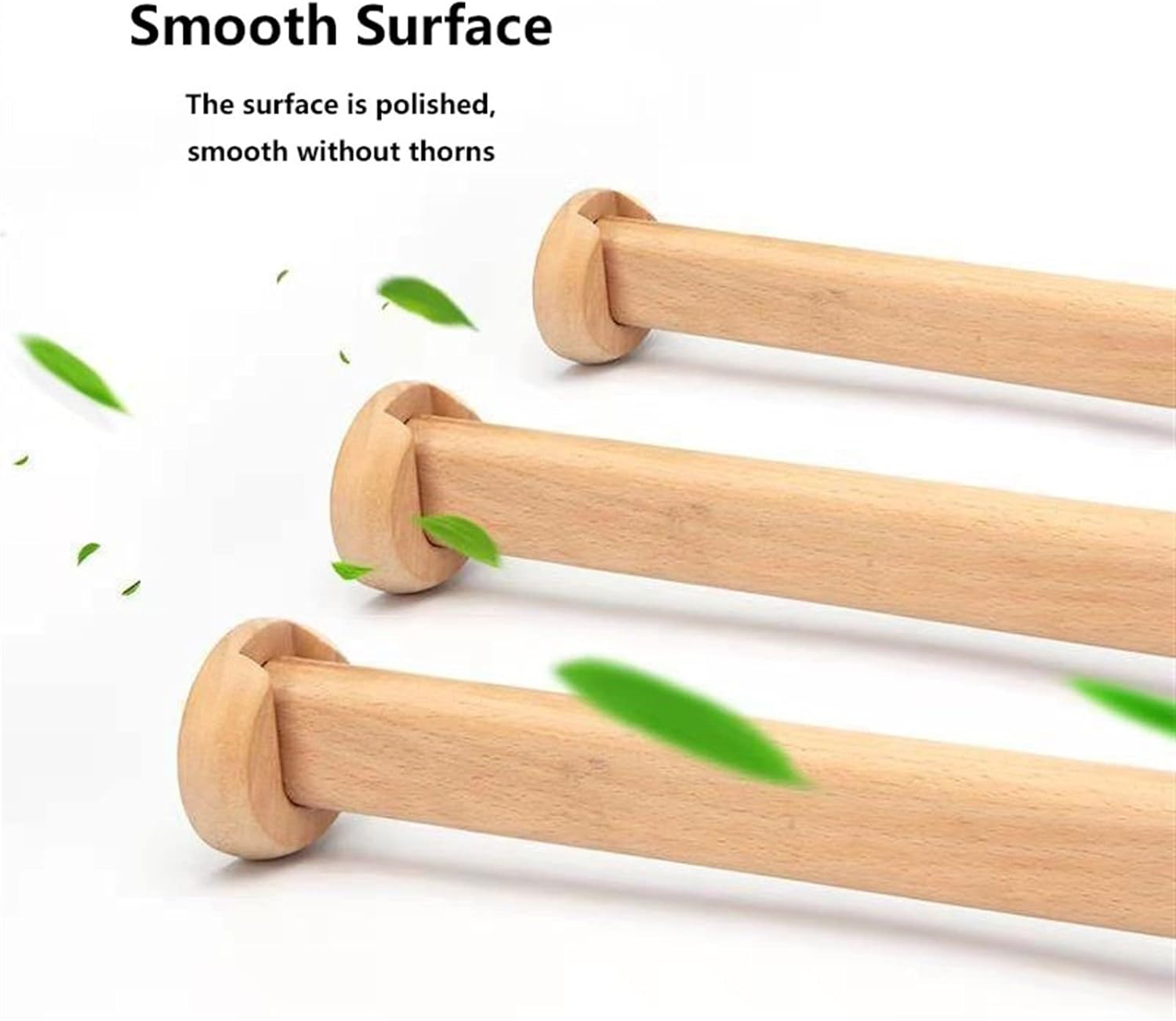 Melairya Wooden Oval Closet Rod Polished Wood Wardrobe Closet Rod with End Supports (Size : 60cm)