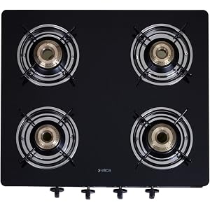 Elica Vetro Glass Top 4 Burner Auto Ignition Gas Stove (594 CT VETRO AI S)  : Amazon.in: Home u0026 Kitchen