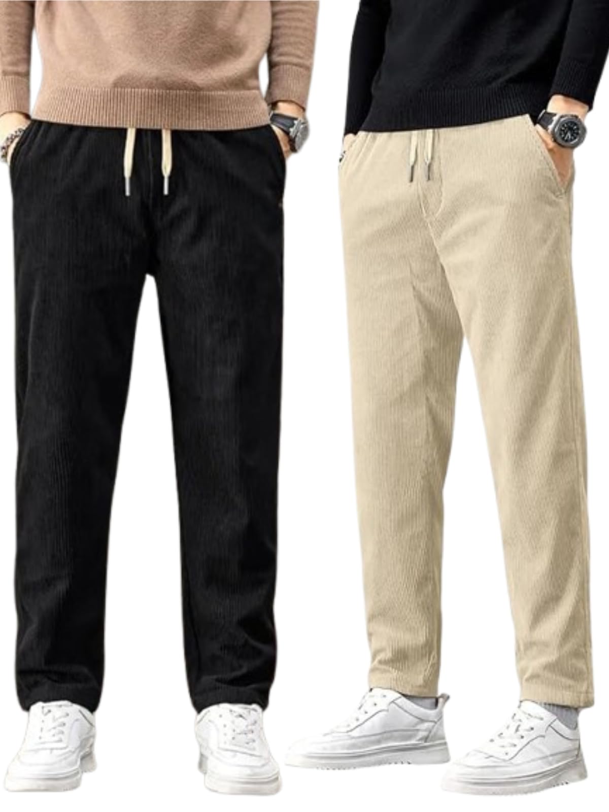 savayo Men’s Stretch Corduroy Everyday Pants | Soft-Touch Textured Chinos | Relaxed Straight Leg Silhouette | Breathable & Durable Heritage Style-picture-27