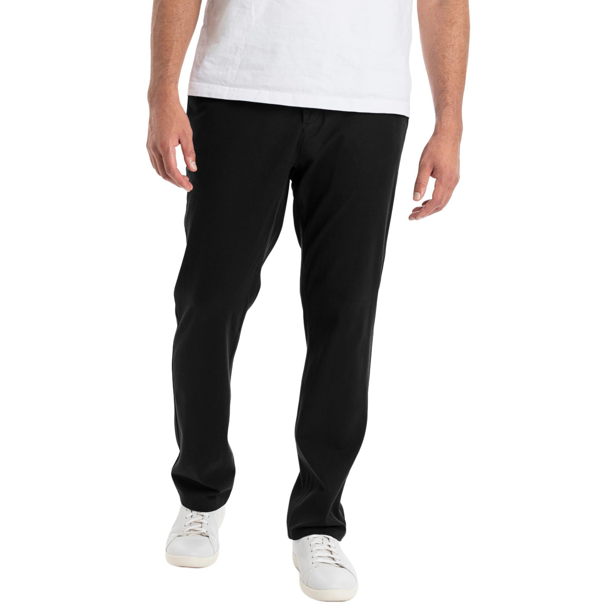 Pantalones chinos elásticos en 4 direcciones para hombre, corte recto, parte delantera plana, pantalones casuales con cintura elástica